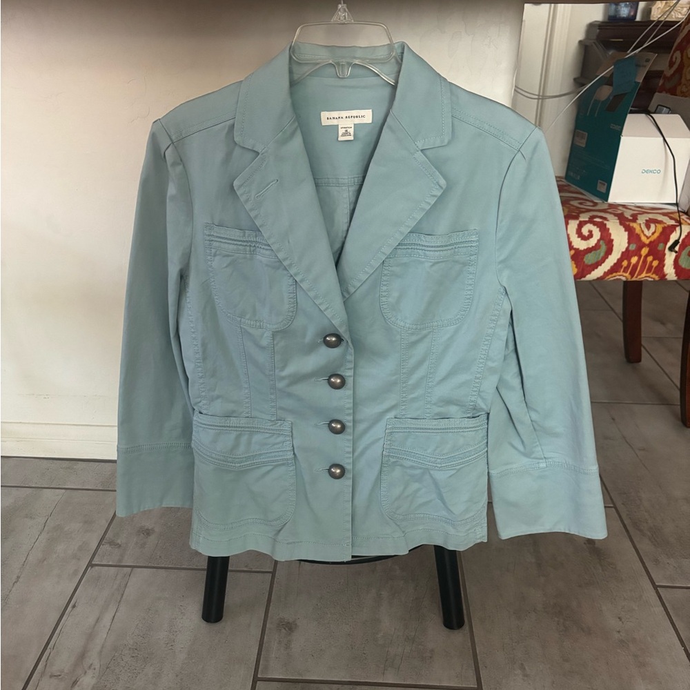 Banana Republic Blue Blazer with Notched Lapels and Fitted Silhouette